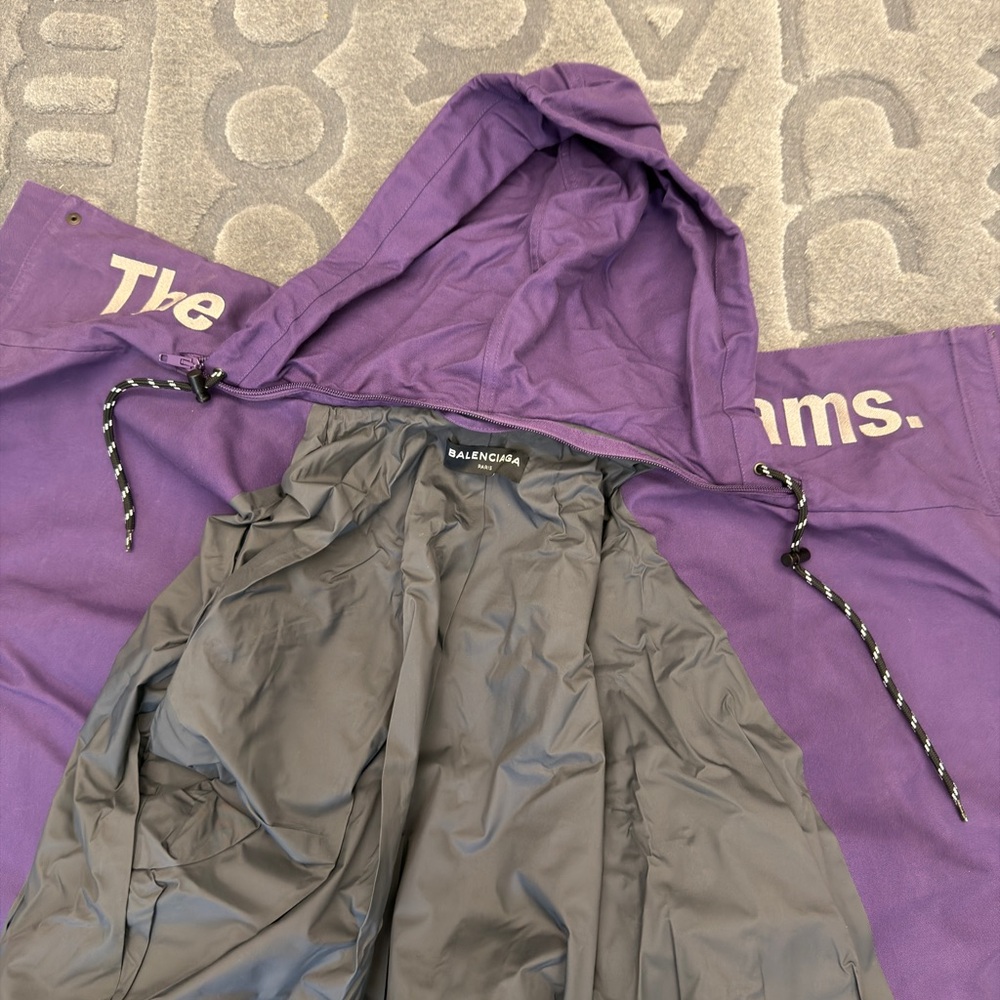 Balenciaga Purple and Gray Hooded Jacket